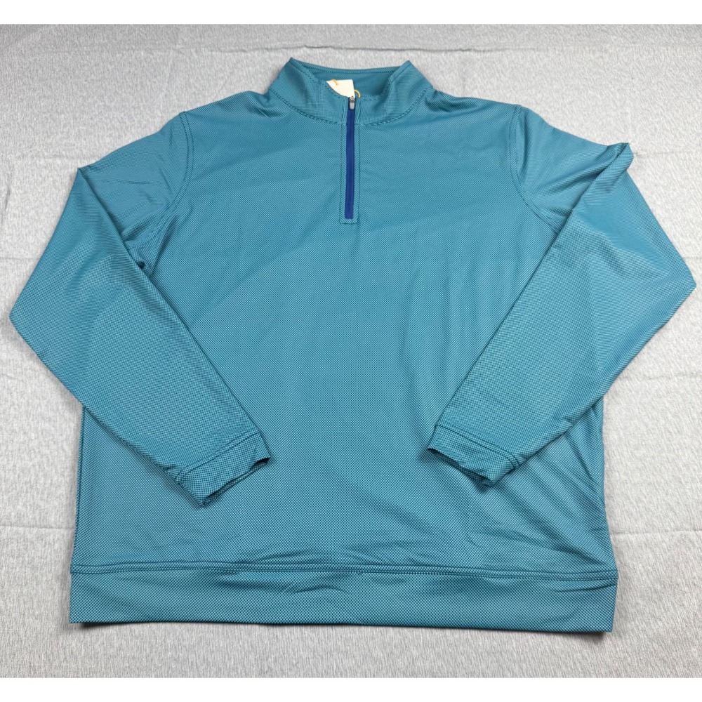 Peter Millar Perth Birdseye Performance Quarter-Zip Teal MF25EK40C Mens Large